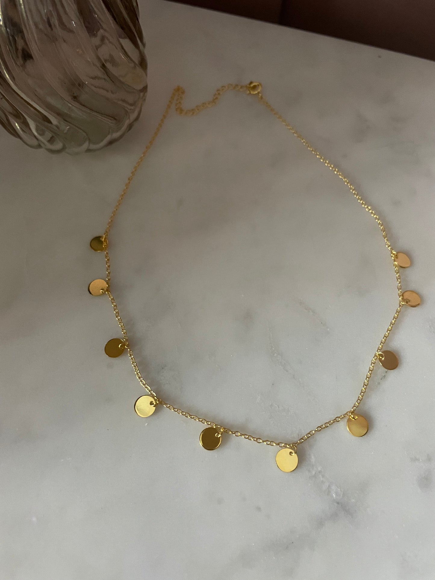 Gold disc necklace 20