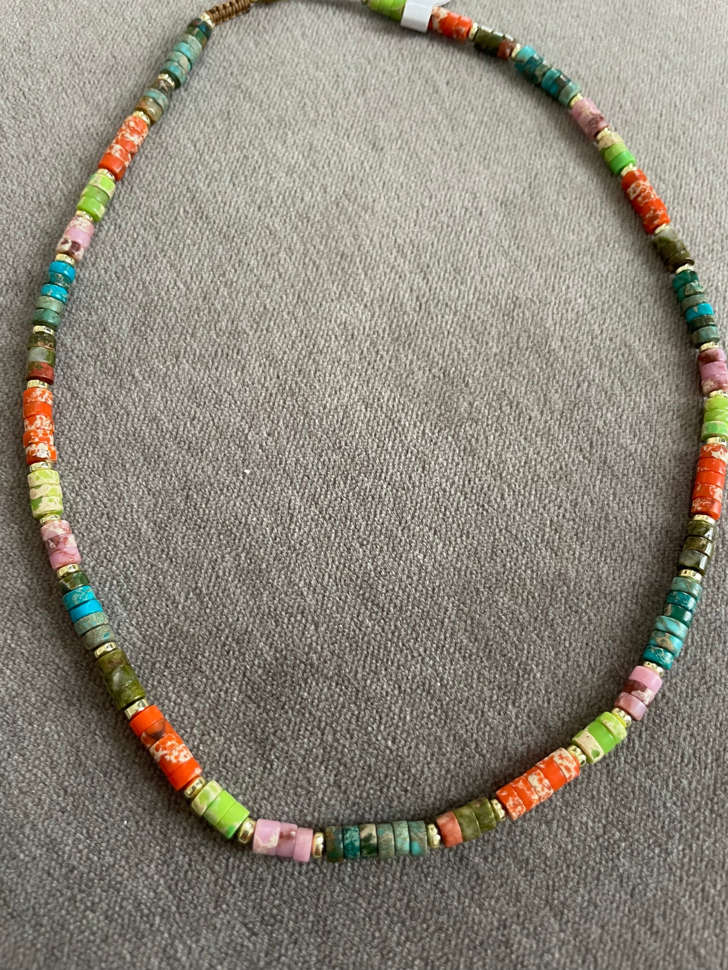 Multicoloured beaded necklace button clasp 40