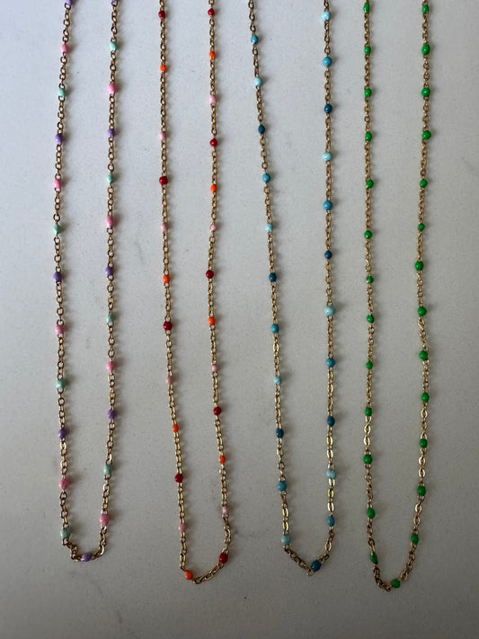 Coloured beaded fine necklaces A54