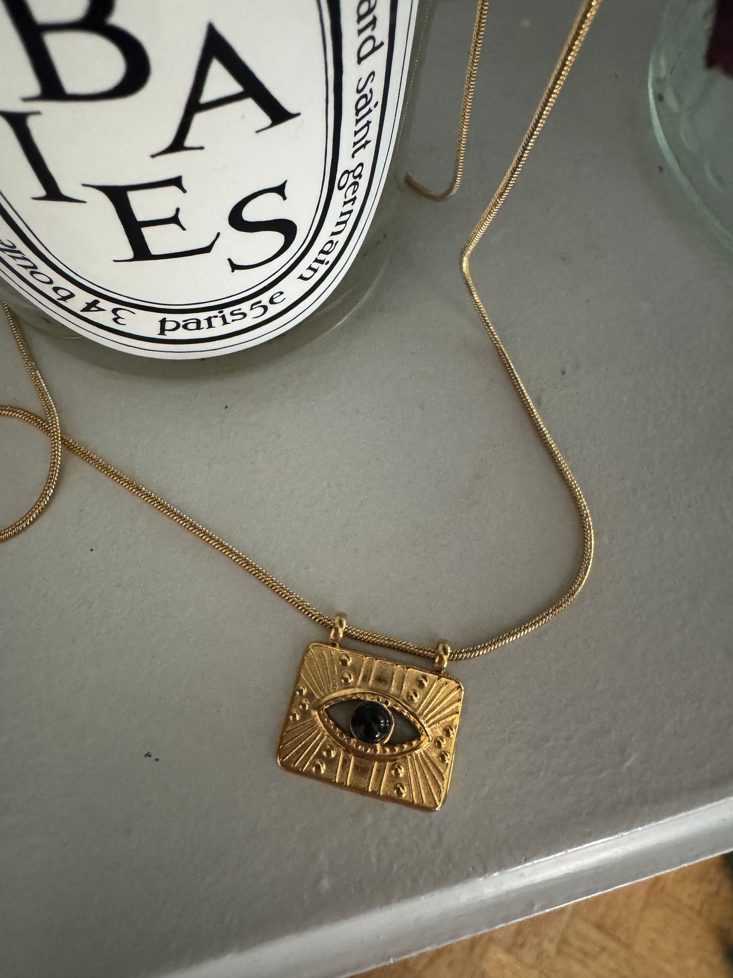Evil eye gold necklace B4