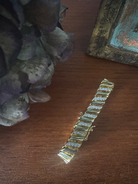 Gold diamond pave bracelet B16