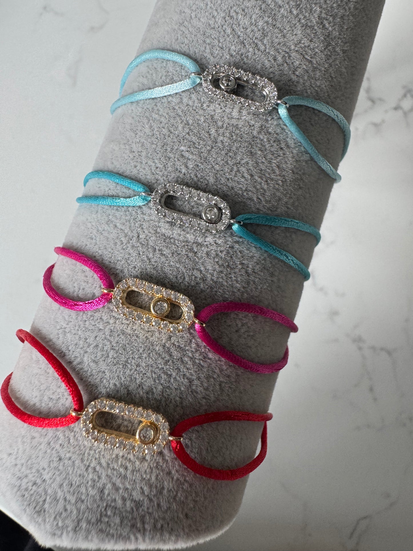 A63 Coloured string bracelets floating diamond A63