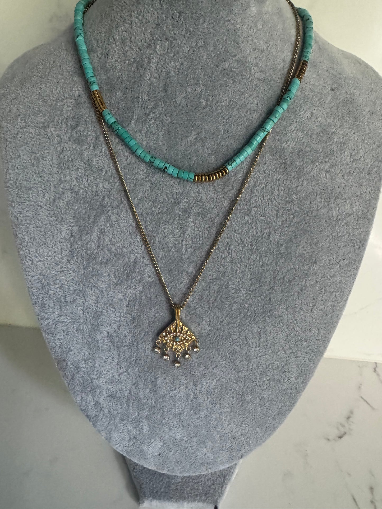 Evil eye diamanté droplet necklace B38