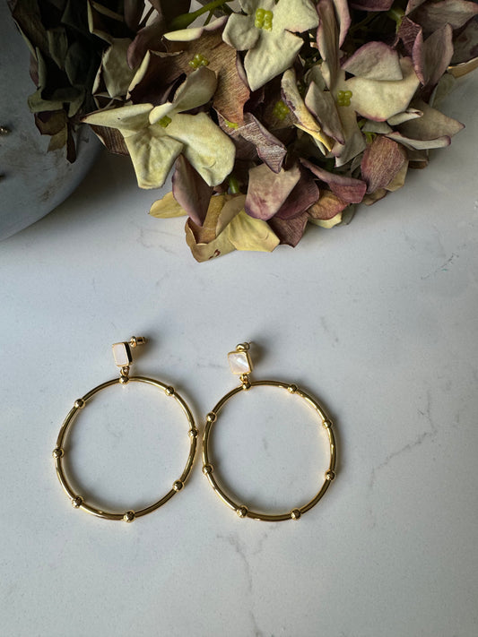 Opal stud hoop 34