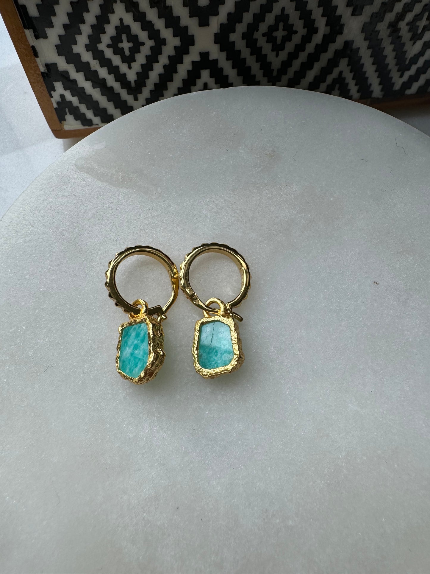 Turquoise drop hoop earring 76