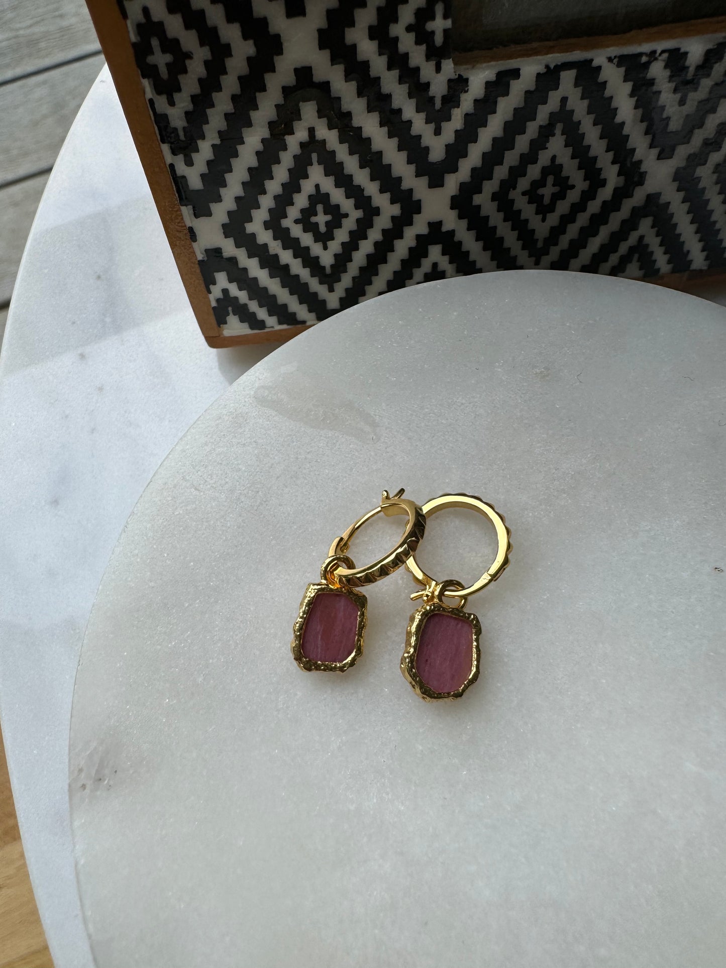 Pink drop hoop earring 77