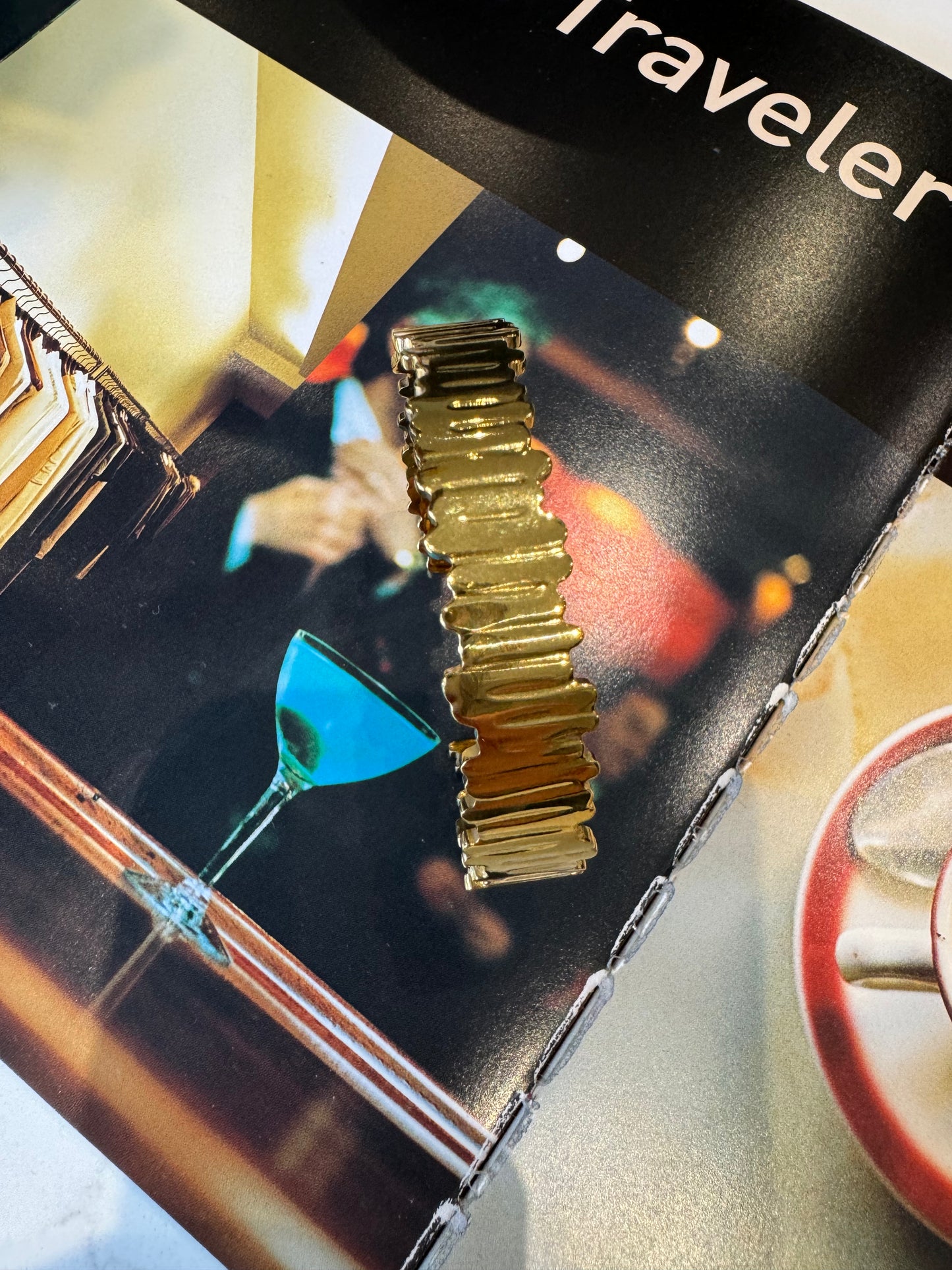 Gold ridged bangle 88