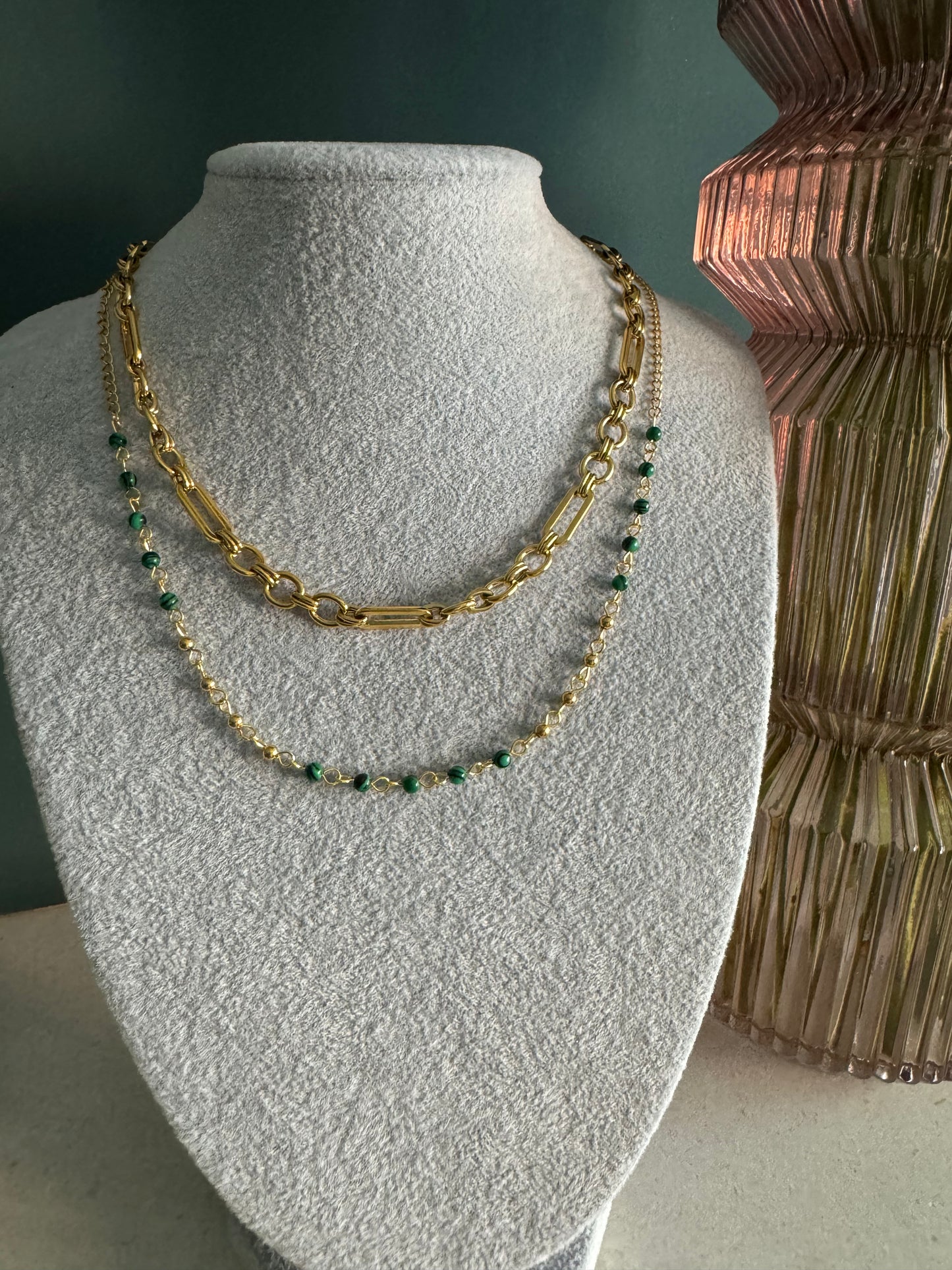 Gold link chain necklace 91