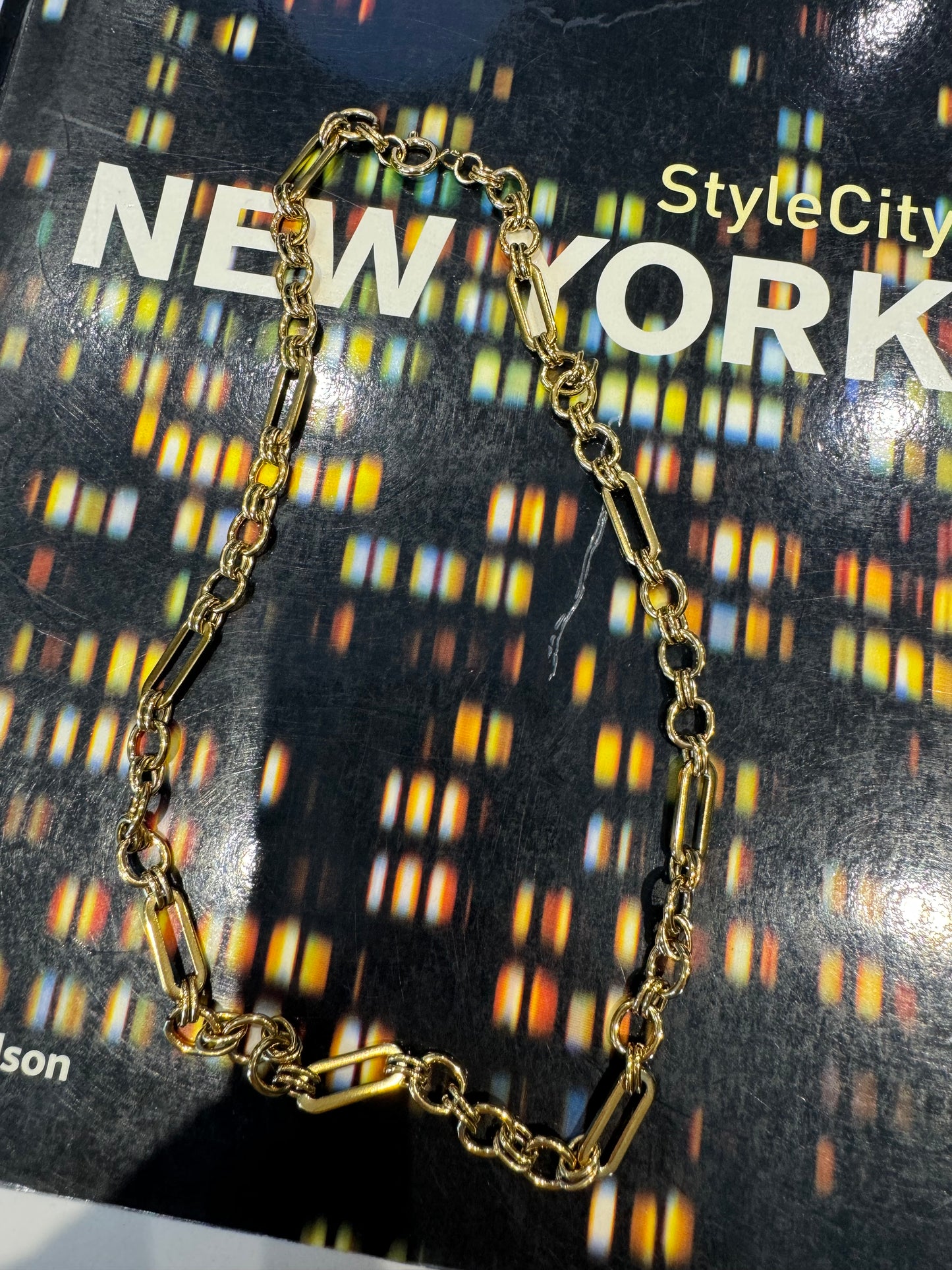 Gold link chain necklace 91